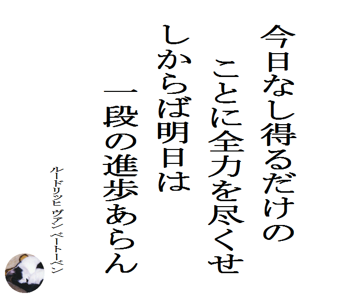 今日なし得るだけのことに全力を尽くせ　しからば明日は一段の進歩あらん　　ベートーベン