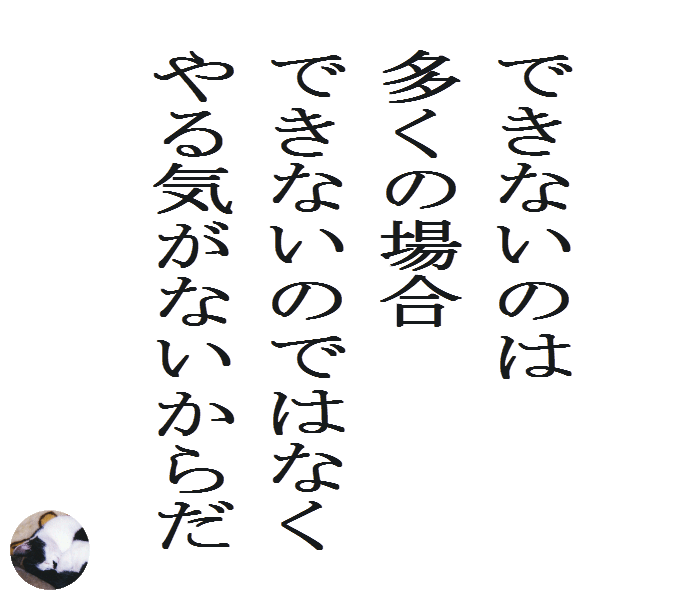 できないのは　多くの場合　できないのではなく　やる気がないからだ